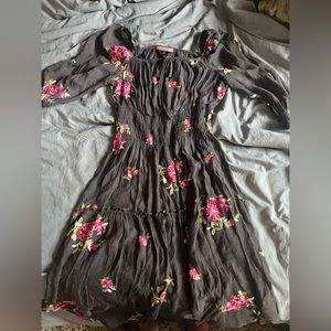 beautiful greyish brown long dress, shorter in the front longer in the back